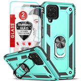 LeYi for Samsung Galaxy A12 Phone Case, Samsung A12 Phone Case with Glass Screen Protector Replacement, Military-Grade Shockproof Magnetic Ring Stand Cell Android Case Cover