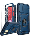 LeYi for Samsung Galaxy A13 4G Phone Case: Samsung A13 4G Case with 2 Tempered Glass Screen Protector, Slide Camera Cover, Ring Stand Holder, Heavy Duty Shockproof para A 13 4G Cover for Women Girl