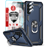 LeYi for Samsung Galaxy A13 5G Case with Glass Screen Protector Replacement, Military-Grade Shockproof Magnetic Ring Stand Cell Android Case Cover