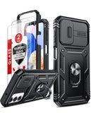 LeYi for Samsung Galaxy A14 4G/5G Phone Case: Samsung Galaxy A14 Case with 2 Tempered Glass Screen Pro Maxtector, Slide Camera Cover, Ring Stand Holder, Heavy Duty Shockproof para Samsung Galaxy A14 Cover for Women Girl