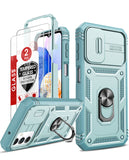 LeYi for Samsung Galaxy A14 4G/5G Phone Case: Samsung Galaxy A14 Case with 2 Tempered Glass Screen Pro Maxtector, Slide Camera Cover, Ring Stand Holder, Heavy Duty Shockproof para Samsung Galaxy A14 Cover for Women Girl