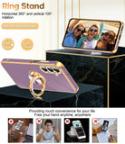 LeYi for Samsung Galaxy S25 FE 5G Case: with 2 Pack Tempered Glass Screen Protector and Rotatable Ring Holder Magnetic Kickstand, Plating Rose Gold Edge Case