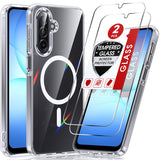 LeYi for Samsung Galaxy A17 5G Phone Case: Crystal Clear [Anti-Yellowing] Samsung A17 Case [Magnet Fit] with Screen Protector, Translucent & Military-Grade Protection Funda para A 17