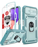 LeYi for Samsung Galaxy A22 5G Phone Case: Samsung Galaxy A22 Case with 2 Tempered Glass Screen Pro Maxtector, Slide Camera Cover, Ring Stand Holder, Heavy Duty Shockproof para Samsung Galaxy A22 Cover for Women Girl