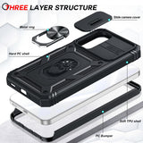 LeYi for Samsung A23 Phone Case: [Screen Protector], Slide Camera Cover & Kickstand, Military-Grade Protection