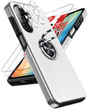 LeYi for Samsung Galaxy A26 5G Case with Glass Screen Protector and Lens Protector, Shockproof Heavy Duty Protective Slim Fit Samsung Galaxy A26 5G Cell Phone Case Cover with Rotatable Ring Holder Magnetic Kickstand for Women
