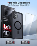 LeYi for Samsung Galaxy A32 5G Case: Galaxy A32 5G Phone Case [Magnet Fit] with [1 Packs] Screen Protector, Raised Camera Guard Slim Matte Translucent Smooth Soft-Touch Funda para A 32