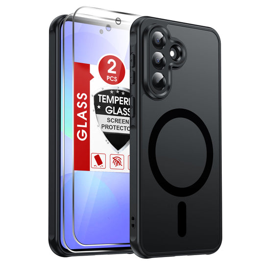 LeYi for Galaxy A37-5G Phone Case: Samsung A37 5G Case [Magnet Fit] with Screen Protector & Raised Camera Guard, Frosted Translucent Soft-Touch Skin & Full Body Protection Funda para A 37