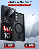 LeYi for Galaxy A37-5G Phone Case: Samsung A37 5G Case [Magnet Fit] with Screen Protector & Raised Camera Guard, Frosted Translucent Soft-Touch Skin & Full Body Protection Funda para A 37