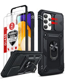 LeYi for Samsung A52 Phone Case: [2 Pack] Screen Protector, Slide Camera Cover & Full Body Military-Grade Protection with Kickstand