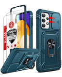 LeYi for Samsung A52 Phone Case: [2 Pack] Screen Protector, Slide Camera Cover & Full Body Military-Grade Protection with Kickstand