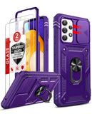 LeYi for Samsung A52 Phone Case: [2 Pack] Screen Protector, Slide Camera Cover & Full Body Military-Grade Protection with Kickstand