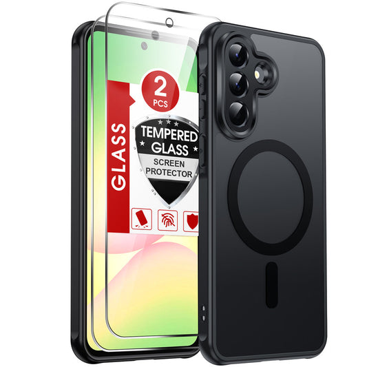 LeYi for Samsung A57 Case: A57 Phone Case [Magnet Fit] with Screen Protector & Raised Camera Guard, Frosted Translucent Soft-Touch Skin & Full Body Protection for Samsung Galaxy A57 5G Case