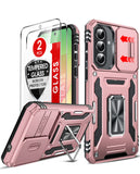 LeYi for Samsung Galaxy A57 5G Phone Case, with Camera Lens Cover Slider, Ring Stand Holder Military Grade Protective Shockproof Armour Cover for Samsung A57