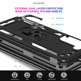 LeYi for Samsung Galaxy S21 FE Case with Glass Screen Protector Replacement, Military-Grade Shockproof Magnetic Ring Stand Cell Android Case Cover