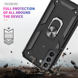 LeYi for Samsung Galaxy S21 FE Case with Glass Screen Protector Replacement, Military-Grade Shockproof Magnetic Ring Stand Cell Android Case Cover