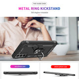 LeYi for Samsung Galaxy S21 FE Case with Glass Screen Protector Replacement, Military-Grade Shockproof Magnetic Ring Stand Cell Android Case Cover