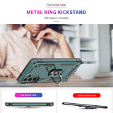 LeYi for Samsung Galaxy S21 FE Case with Glass Screen Protector Replacement, Military-Grade Shockproof Magnetic Ring Stand Cell Android Case Cover