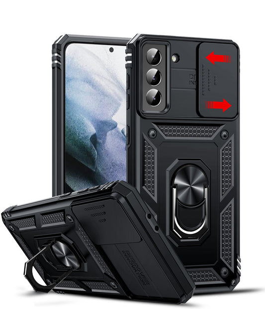 LeYi for Samsung S21 Plus Case: with Slide Camera Cover and Screen Protector, [Military-Grade] Cellphone Case Cover with Magnetic Ring Kickstand for Samsung S21 Plus