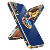 LeYi for Samsung Galaxy S22-Plus 5G Case: with Rotatable Ring Holder Magnetic Kickstand, Plating Rose Gold Edge Case
