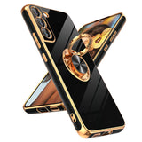 LeYi for Samsung Galaxy S22-Plus 5G Case: with Rotatable Ring Holder Magnetic Kickstand, Plating Rose Gold Edge Case