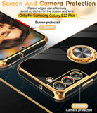LeYi for Samsung Galaxy S22-Plus 5G Case: with Rotatable Ring Holder Magnetic Kickstand, Plating Rose Gold Edge Case