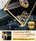LeYi for Samsung Galaxy S22-Plus 5G Case: with Rotatable Ring Holder Magnetic Kickstand, Plating Rose Gold Edge Case