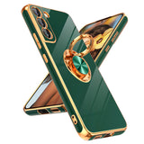 LeYi for Samsung Galaxy S22-Plus 5G Case: with Rotatable Ring Holder Magnetic Kickstand, Plating Rose Gold Edge Case