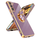LeYi for Samsung Galaxy S22-Plus 5G Case: with Rotatable Ring Holder Magnetic Kickstand, Plating Rose Gold Edge Case