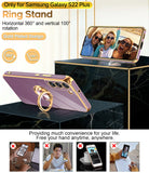 LeYi for Samsung Galaxy S22-Plus 5G Case: with Rotatable Ring Holder Magnetic Kickstand, Plating Rose Gold Edge Case