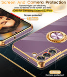 LeYi for Samsung Galaxy S22-Plus 5G Case: with Rotatable Ring Holder Magnetic Kickstand, Plating Rose Gold Edge Case