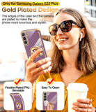 LeYi for Samsung Galaxy S22-Plus 5G Case: with Rotatable Ring Holder Magnetic Kickstand, Plating Rose Gold Edge Case