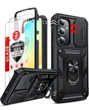 LeYi for Galaxy S24-FE Case: with Screen Protector X 2 Tempered Glass & Magnetic Stand, Dual Layer Protective