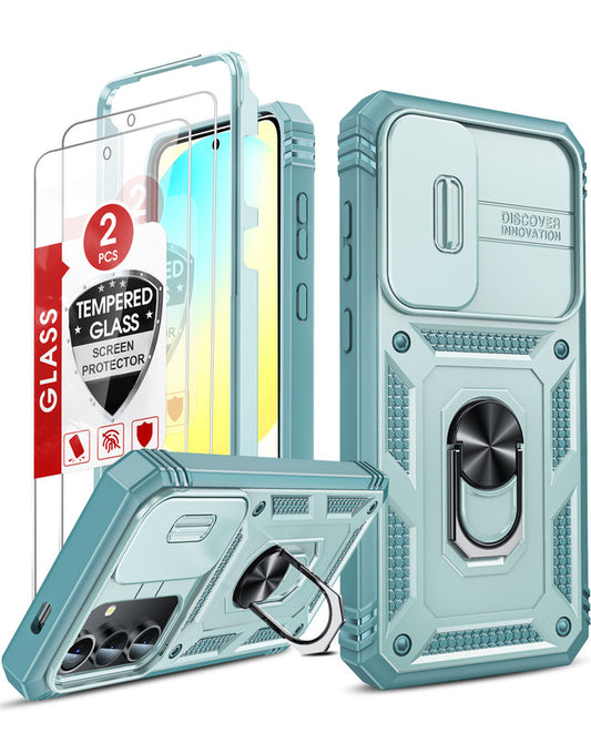 LeYi for Samsung Galaxy S24 FE-5G Phone Case: Samsung S24 FE 5G Case with Screen Protector X 2, Slide Camera Cover with Magnetic Stand, Heavy Duty Shockproof para S 24 FE Case for Women Girl