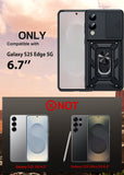 LeYi for Samsung Galaxy S25 Edge Case:Samsung Galaxy S25 Edge Case with Tempered Glass Screen Protector, [Military-Grade] Shockproof Kickstand Funda para