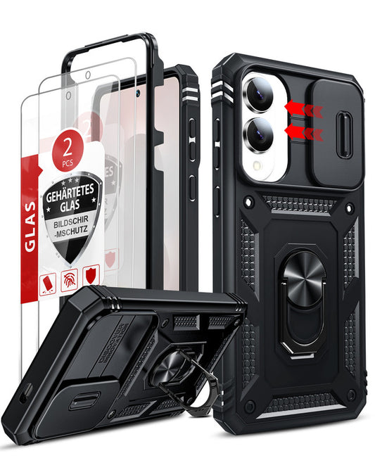 LeYi for Samsung Galaxy S25-Edge Case: [2 Packs] Screen Protector, Slide Camera Cover, Military-Grade Heavy Duty Protection
