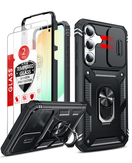 LeYi for Samsung Galaxy S25-FE Case: 2 Packs Screen Protector, Samsung Galaxy S25 FE Phone Case Camera Cover, Military-Grade S25FE Protection