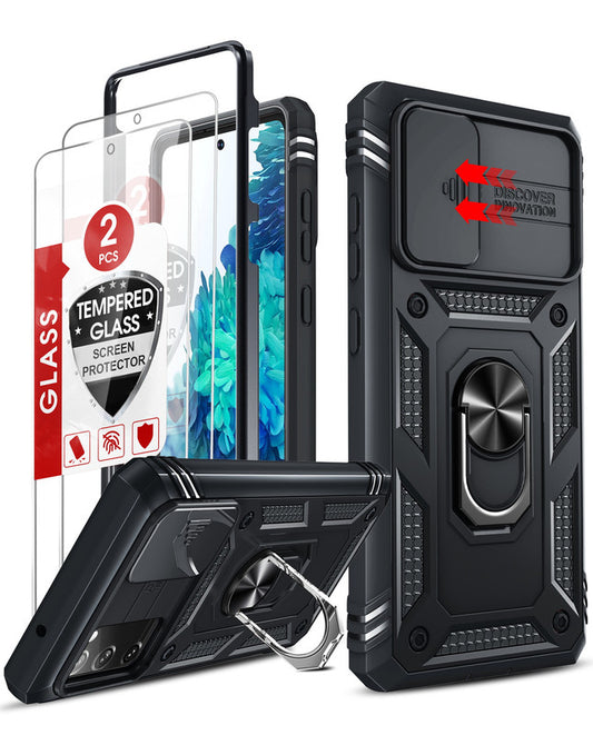 LeYi for Samsung Galaxy S20-FE Phone Case: Samsung S20-FE 5G Case with Screen Protector X 2, Slide Camera Cover with Magnetic Stand, Heavy Duty Shockproof para S20-FE Case for Women Girl