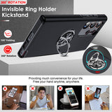 LeYi for Samsung Galaxy S23 Ultra Case, Shockproof Heavy Duty Protective Slim Fit Samsung Galaxy S23 Ultra Cell Phone Case Cover with Rotatable Ring Holder Magnetic Kickstand for Women