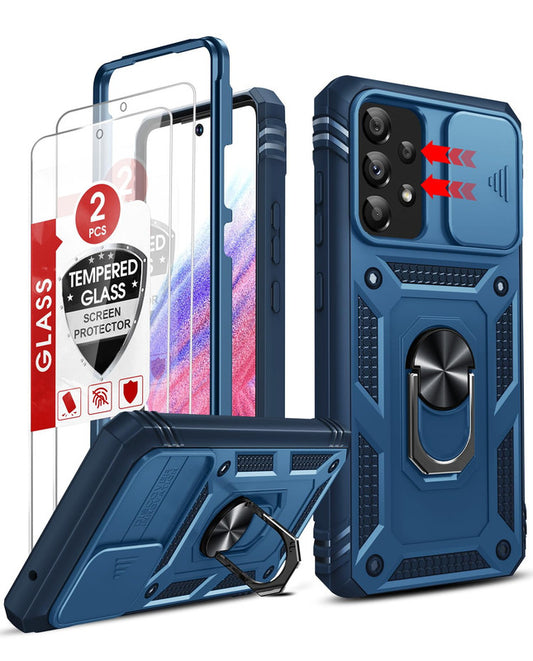 LeYi for Samsung Galaxy A53-5G Phone Case: Samsung A53 5G Case with Screen Protector X 2, Slide Camera Cover with Magnetic Stand, Heavy Duty Shockproof para A 53 Case for Women Girl