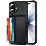 LeYi for iPhone-17-Wallet Case: Card Holder Cover Funda para Military Grade Heavy Duty Protective Women Phone17 case Black