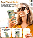 LeYi for Google Pixel 7A Case: with 2 Pack Tempered Glass Screen Protector and Rotatable Ring Holder Magnetic Kickstand, Plating Rose Gold Edge Case