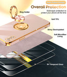 LeYi for iPhone X/XS Case: with 1 Pack Tempered Glass Screen Protector and Rotatable Ring Holder Magnetic Kickstand, Plating Rose Gold Edge Case