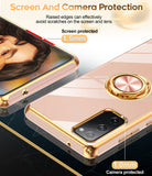 LeYi for Samsung Galaxy S20 FE 5G Case: with 2 Pack Tempered Glass Screen Protector and Rotatable Ring Holder Magnetic Kickstand, Plating Rose Gold Edge Case