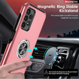 LeYi for Samsung Galaxy A13 4G Case with Glass Screen Protector, Shockproof Heavy Duty Protective Slim Fit Samsung Galaxy A13 4G Cell Phone Case Cover with Rotatable Ring Holder Magnetic Kickstand for Women