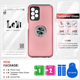 LeYi for Samsung Galaxy A13 4G Case with Glass Screen Protector, Shockproof Heavy Duty Protective Slim Fit Samsung Galaxy A13 4G Cell Phone Case Cover with Rotatable Ring Holder Magnetic Kickstand for Women