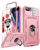 LeYi for iPhone 6/7/8 Plus-5G Phone Case: 6/7/8 Plus 5G Case with Screen Protector X 2, Slide Camera Cover with Magnetic Stand, Heavy Duty Shockproof para 6/7/8 Plus Case for Women Girl