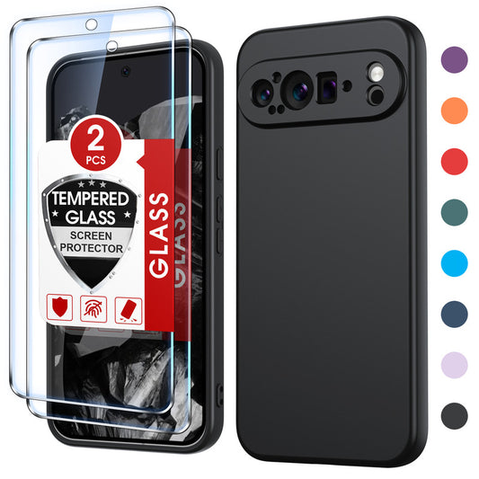 LeYi for Google Pixel 9 Pro XL Cases, Pixel 9 Pro XL Cover with Tempered Glass Screen Protectors, Soft Silicone Ultra Slim Shockproof Cover with Anti-Scratch Microfiber Lining Pixel 9 Pro XL Case