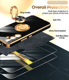 LeYi for Samsung Galaxy A54 5G Case: with 2 Pack Tempered Glass Screen Protector and Rotatable Ring Holder Magnetic Kickstand, Plating Rose Gold Edge Case