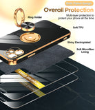 LeYi for Iphone 11 Case: with 2 Pack Tempered Glass Screen Protector and Rotatable Ring Holder Magnetic Kickstand, Plating Rose Gold Edge Case